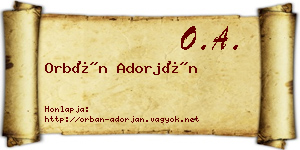 Orbán Adorján névjegykártya